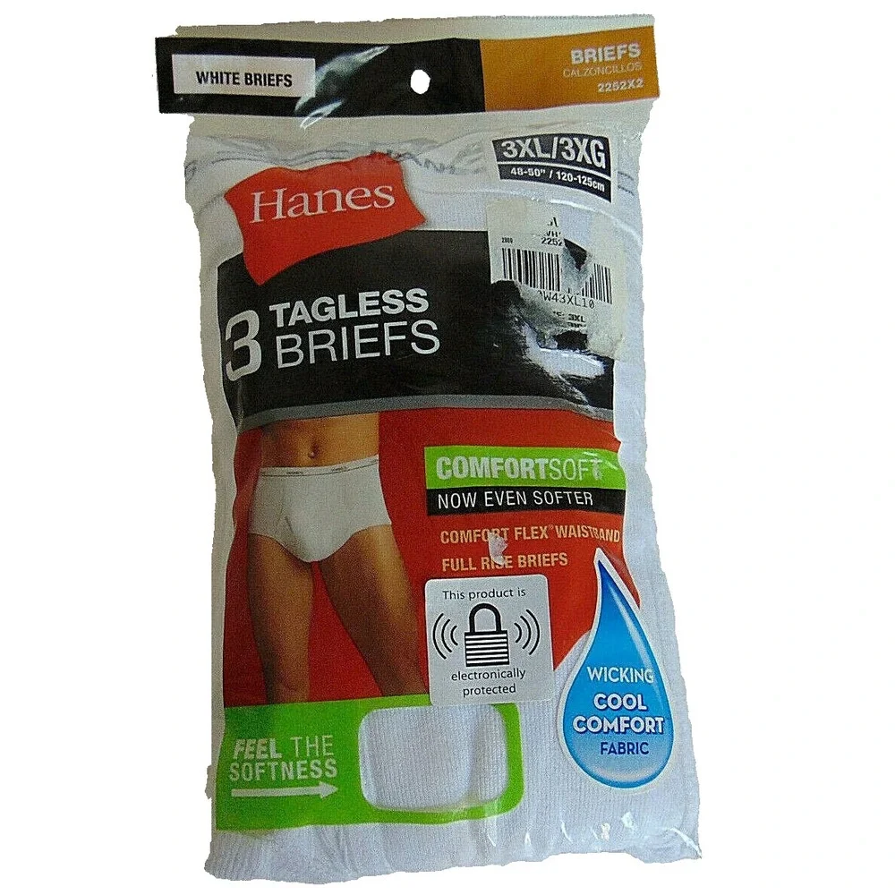 Hanes Briefs Men's White 3 Pack 3XL Big & Tall Tagless Comfort Soft Cotton